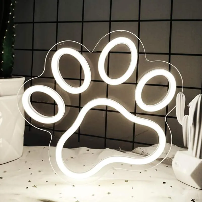 Hundepfote Neon LED Schild – USB, dimmbar | Hundeliebhaber Geschenk