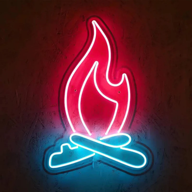 Lagerfeuer Neon LED Schild – USB, dimmbar | Outdoor Wanddeko