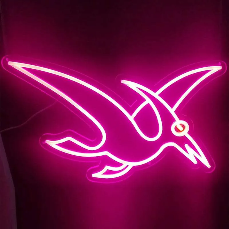 Pterodactyl Dino Neon LED Schild – USB, dimmbar | Dinosaurier Kinderzimmer Deko