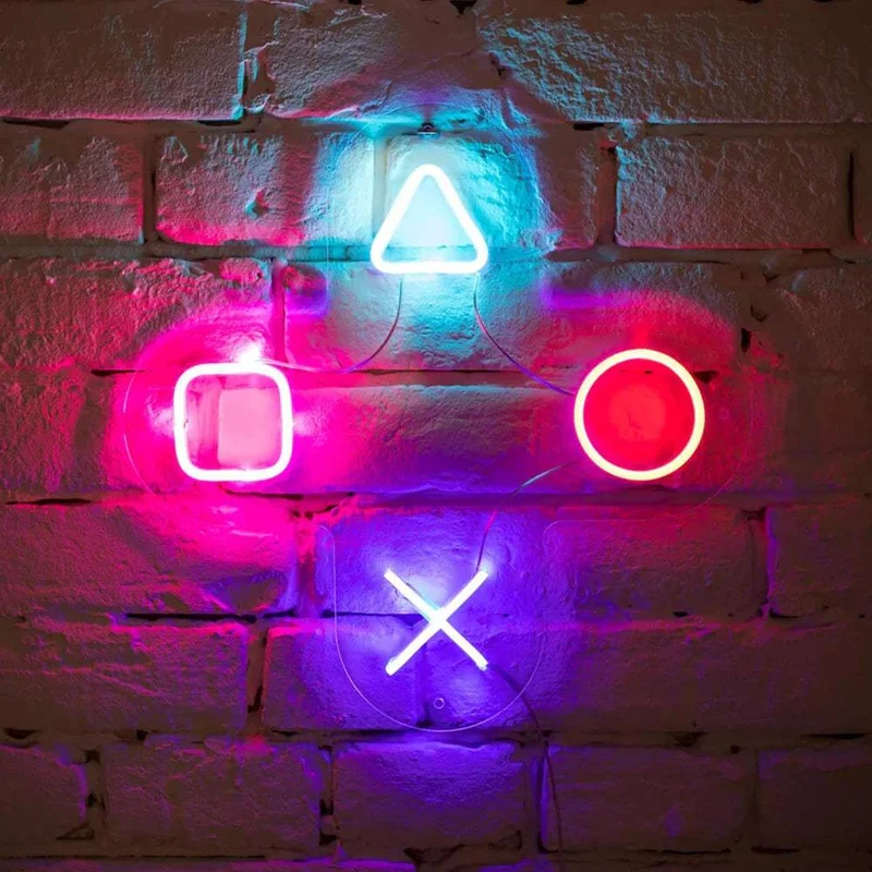 Controller Buttons Neon LED Schild – USB, dimmbar | Playstation Fan Deko