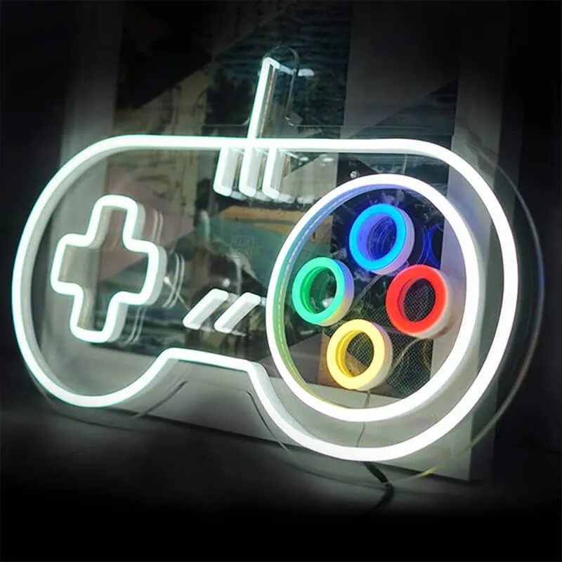 Retro Gaming Controller Neon LED Schild – USB, dimmbar | Retro Gaming Wanddeko