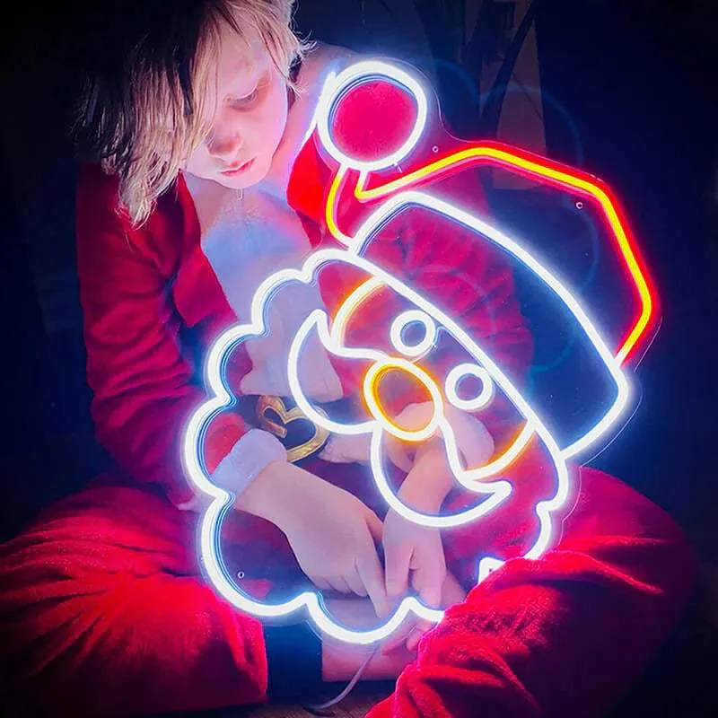 Weihnachtsmann Neon LED Schild – USB, dimmbar | Weihnachts Wanddeko