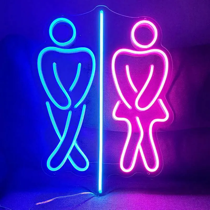 WC Schild Neon LED Schild – USB, dimmbar | Restaurant WC Beleuchtung