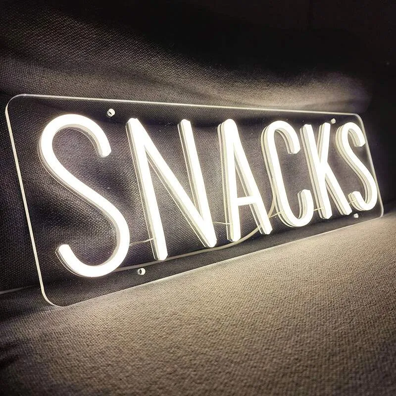 Snacks Neon LED Schild – USB, dimmbar | Küchen Wanddeko