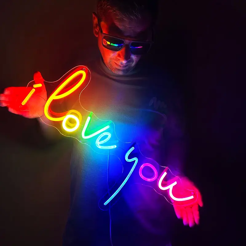 I Love You Neon LED Schild – USB, dimmbar | Hochzeit Wanddeko