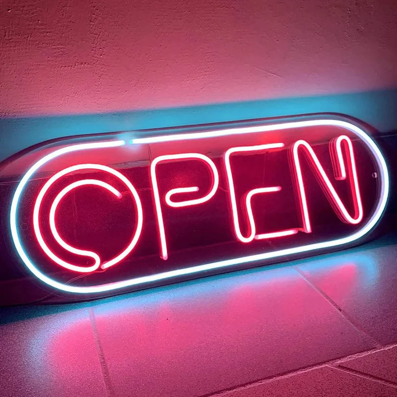 Open Cyberpunk Neon LED Schild – USB, dimmbar | Ladengeschäft Schild