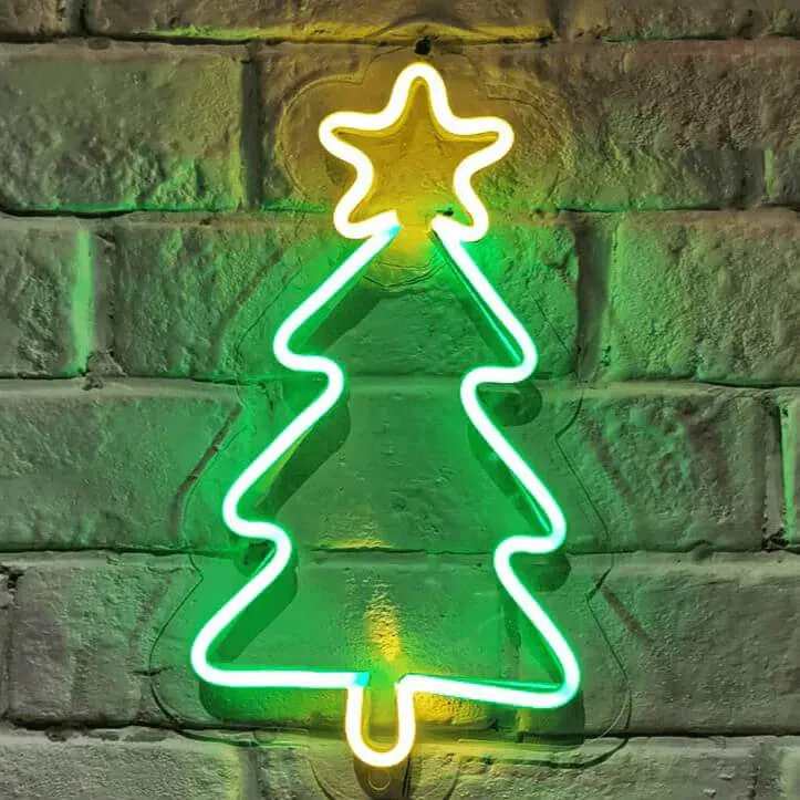 Weihnachtsbaum Neon LED Schild – USB, dimmbar | Weihnachtsdeko