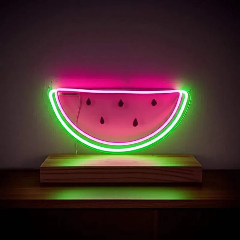 Wassermelone Neon LED Schild – USB, dimmbar | Sommer Wanddeko