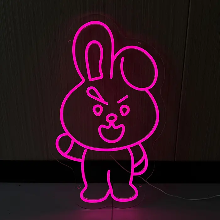Pinker Hase Neon LED Schild – USB, dimmbar | Mädchenzimmer Wanddeko