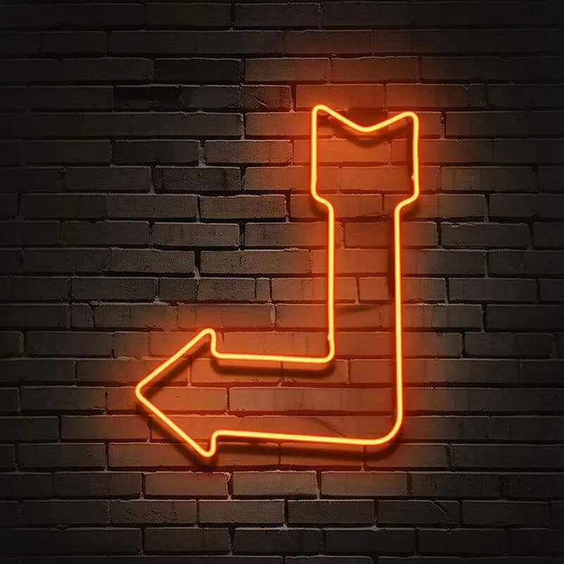 Richtungspfeil Neon LED Schild – USB, dimmbar | Minimalist Wanddeko