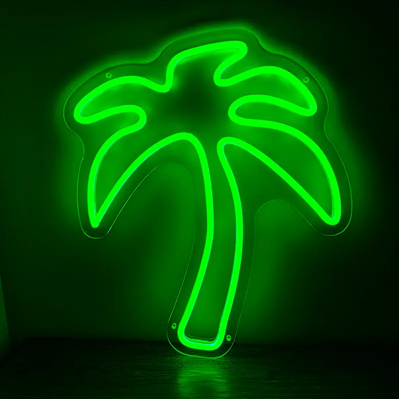 Palme Neon LED Schild – USB, dimmbar | Tropical Wanddeko