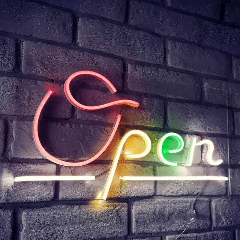 "OPEN" Neon LED Schild – USB, dimmbar | Ladengeschäft Schild