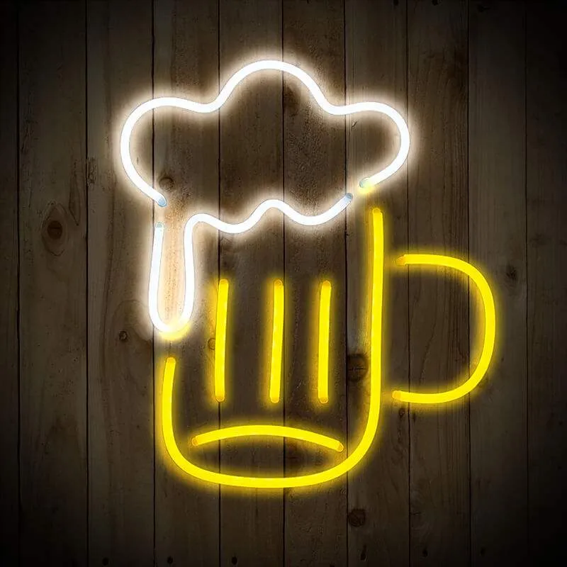Bier mit Schaum Neon LED Schild – USB, dimmbar | Heimbar Wanddeko