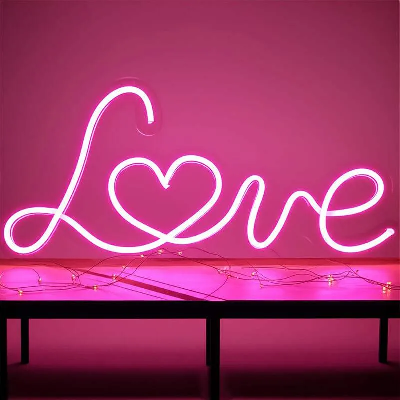 Pink Love Neon LED Schild – USB, dimmbar | Schlafzimmer Wanddeko