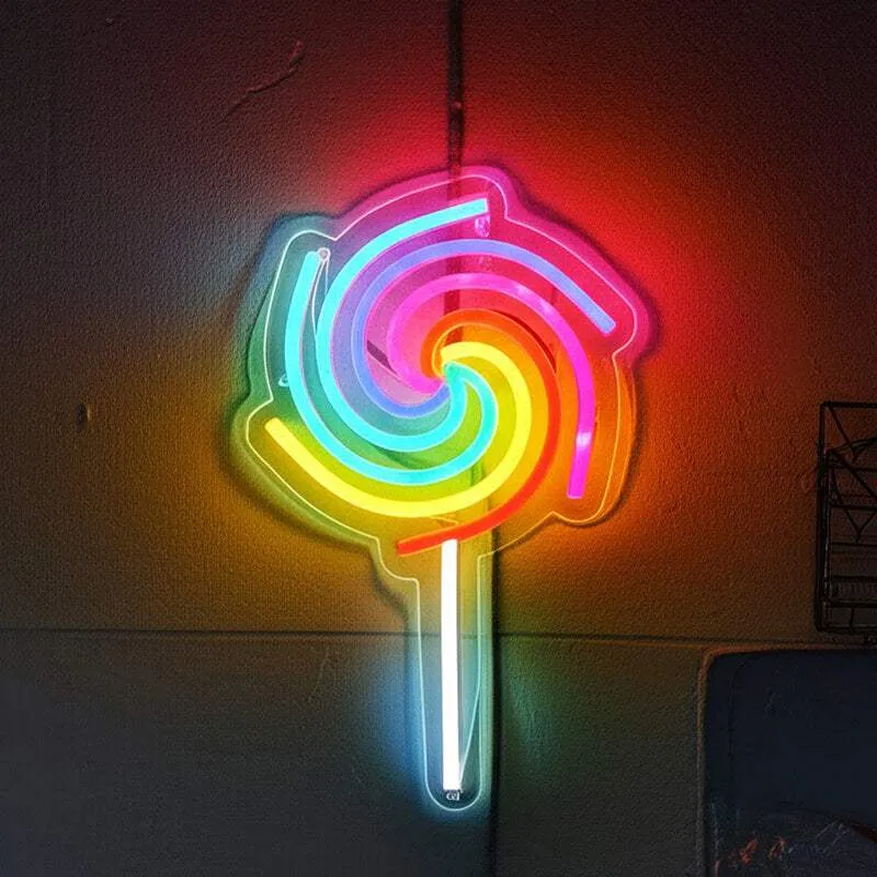 Lollipop Neon LED Schild – USB, dimmbar | Süßigkeiten Wanddeko