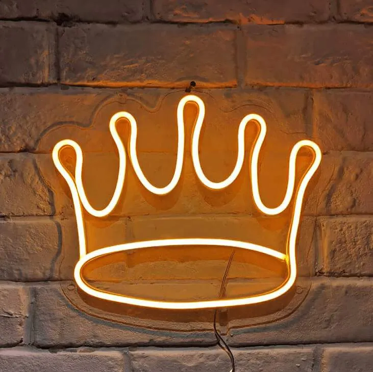 Krone Neon LED Schild – USB, dimmbar | Schlafzimmer Glamour Deko