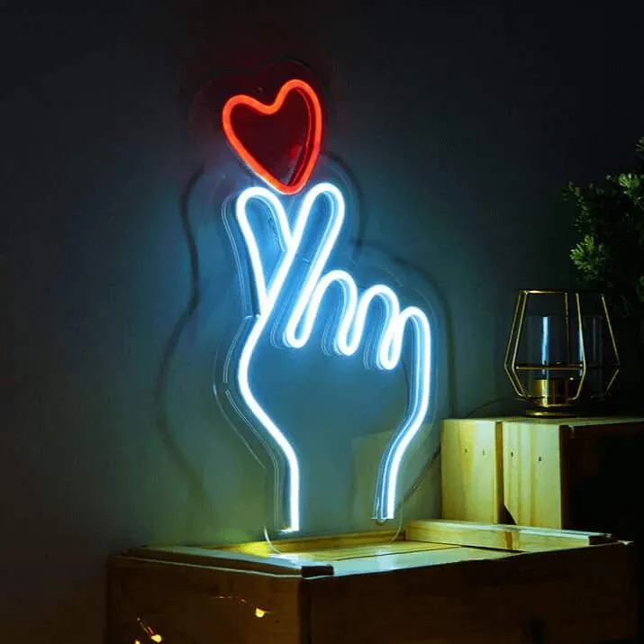 Herzzeichen Neon LED Schild – USB, dimmbar | Romantische Wanddeko