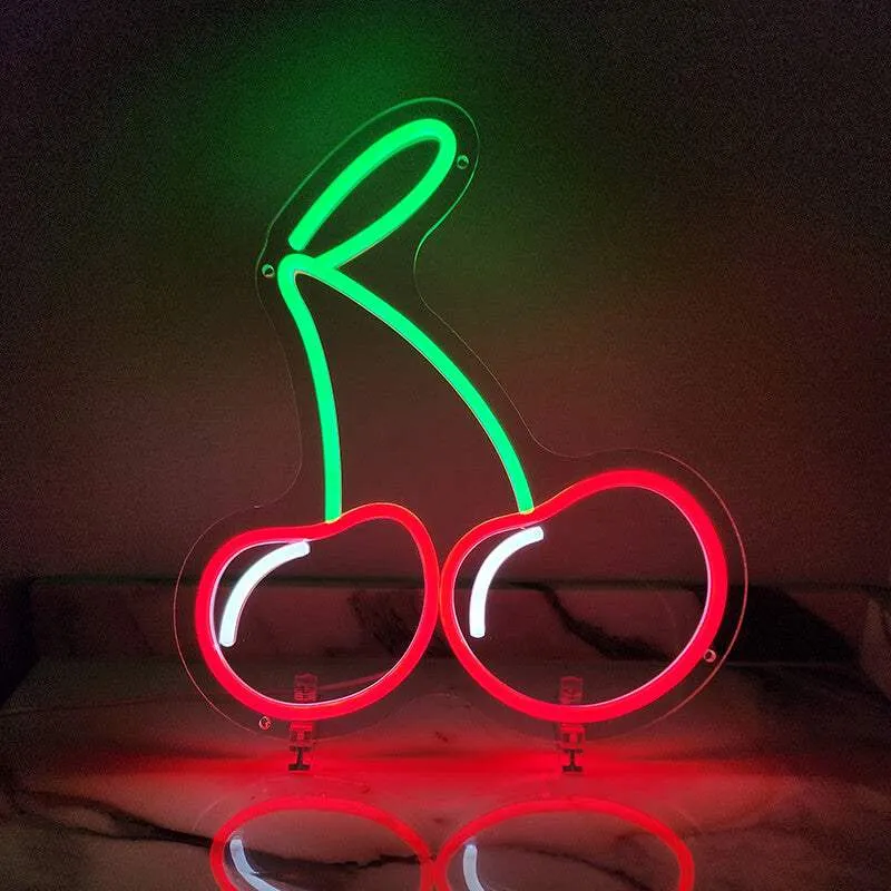 Kirschen Neon LED Schild – USB, dimmbar | Küchen Wanddeko