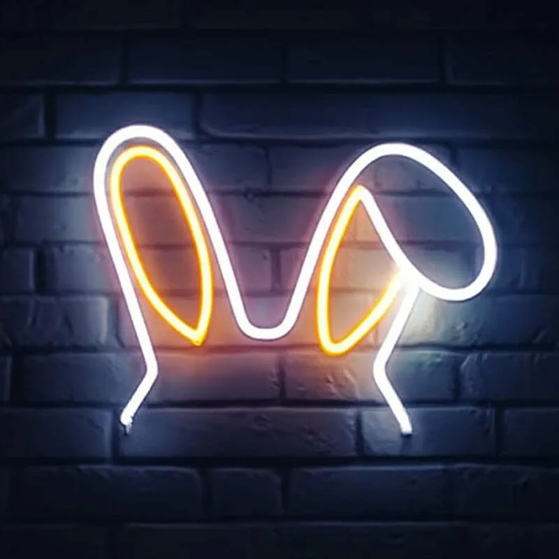Hasenohren Neon LED Schild – USB, dimmbar | Kawaii Wanddeko