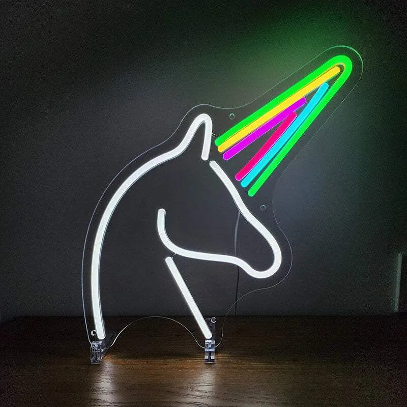 Einhorn Neon LED Schild – USB, dimmbar | Mädchenzimmer Wanddeko