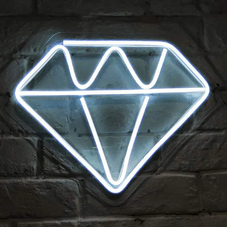 Diamant Neon LED Schild – USB, dimmbar | Glamour Wanddeko
