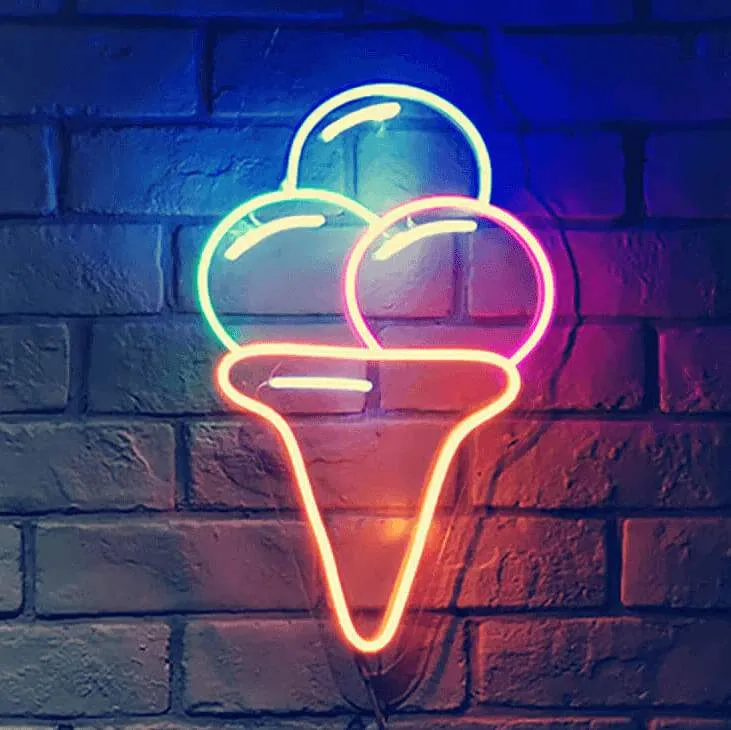 Kugeleis Neon LED Schild – USB, dimmbar | Eisdiele Wanddeko