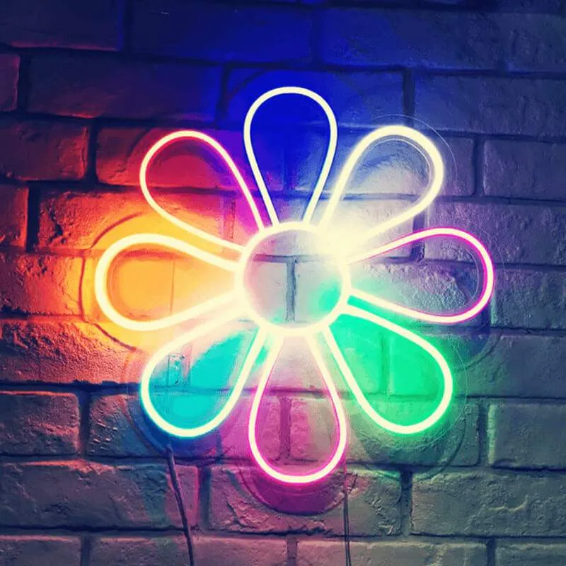 Blume Neon LED Schild – USB, dimmbar | Botanische Wanddeko