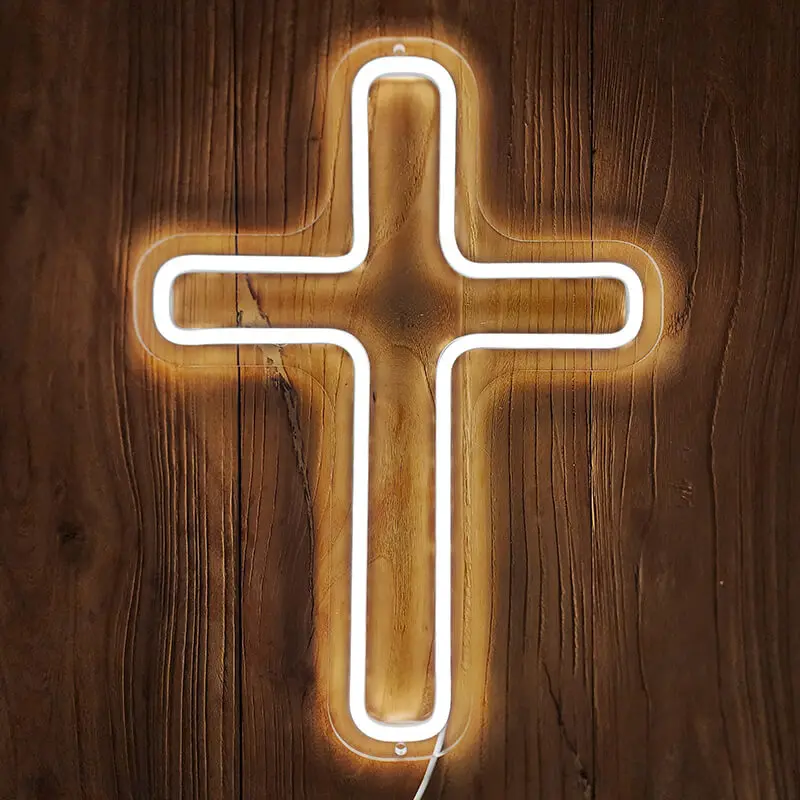 Heiliges Kreuz Neon LED Schild – USB, dimmbar | Spirituelle Wanddeko