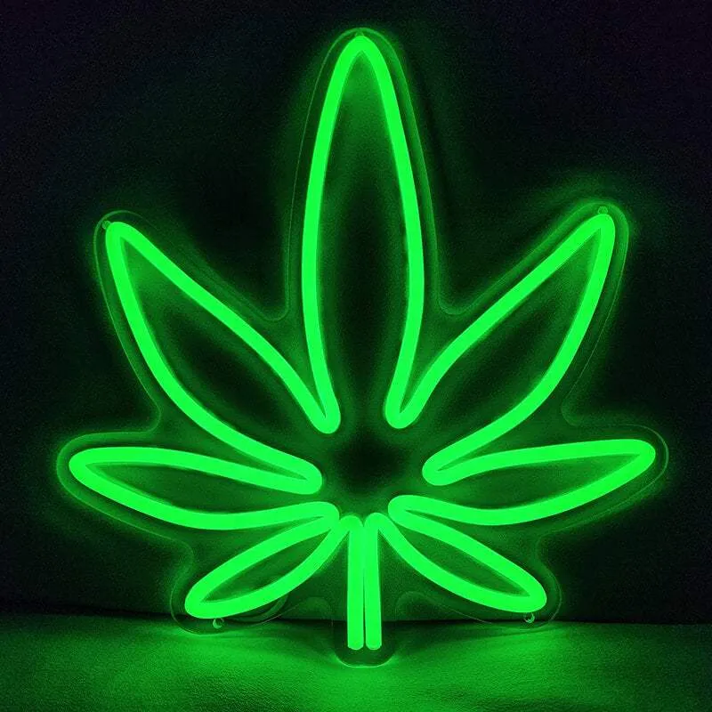 Hanfblatt Neon LED Schild – USB, dimmbar | Statement Wanddeko
