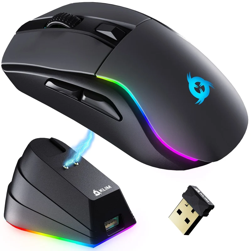 KLIM Blaze Y RGB Wireless 6000 DPI Gaming Mouse + Charging Dock