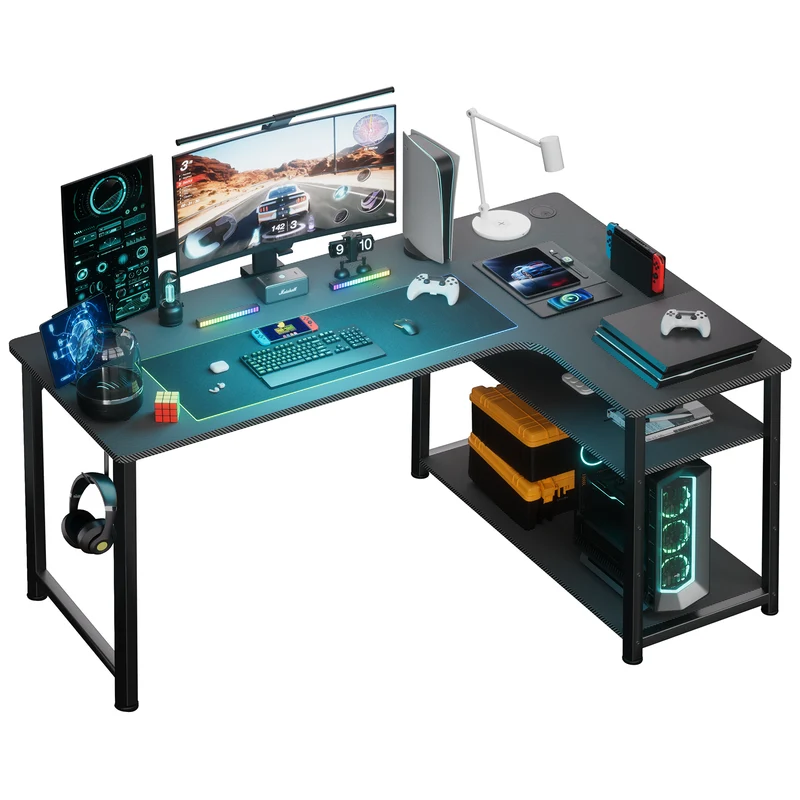 COMHOMA Schreibtisch Gaming Tisch mit Regal