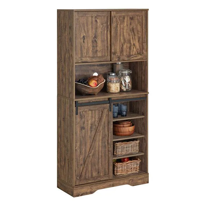 Sideboard mit Schiebetür | Kommode | Küchenschrank | Hochschrank | Dunkelbraun | FSB83-N