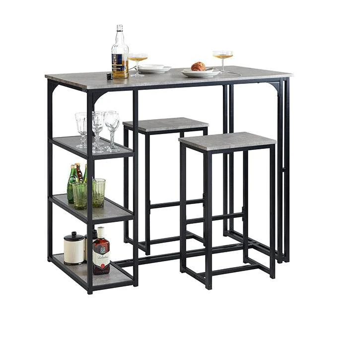 Bartisch Mit 2 Stühlen | Bartisch Set | 3-Teilig | Esstisch | Hellgrau