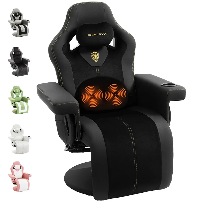 Dowinx Recliner Chair with Massage Lumbar LS-66D3A Black-yellow