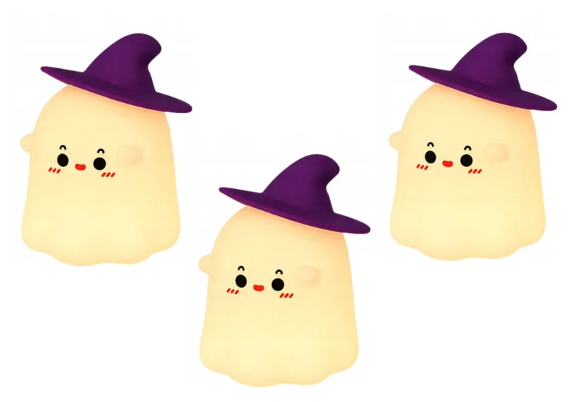 Halloween Nachtlicht Geist LED RGB Akku USB-C Timer Touch Silikon Deko