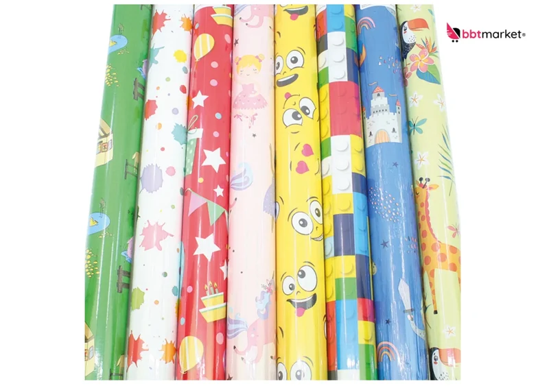 Geschenkpapier Rolle 2m x 70cm bunt Geburtstag Geschenkpapier Mix 1 Rolle