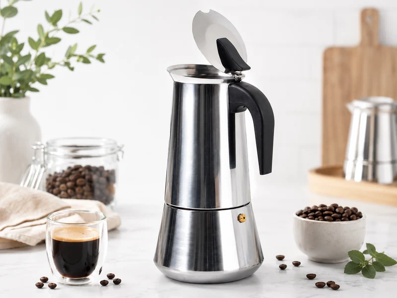 Edelstahl Espressokocher 600ml Espresso Maker Mokkakanne Kaffeekanne 12 Tassen