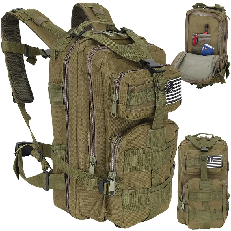 Militärrucksack 26L Camouflage – Tactical MOLLE Outdoor Rucksack in Oliv Grün für Wandern, Camping & Alltag