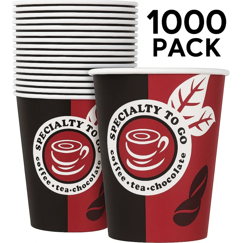 1000 Pappbecher 200 ml 8oz – Einweg Kaffee To Go Becher für Gastronomie Büro Events