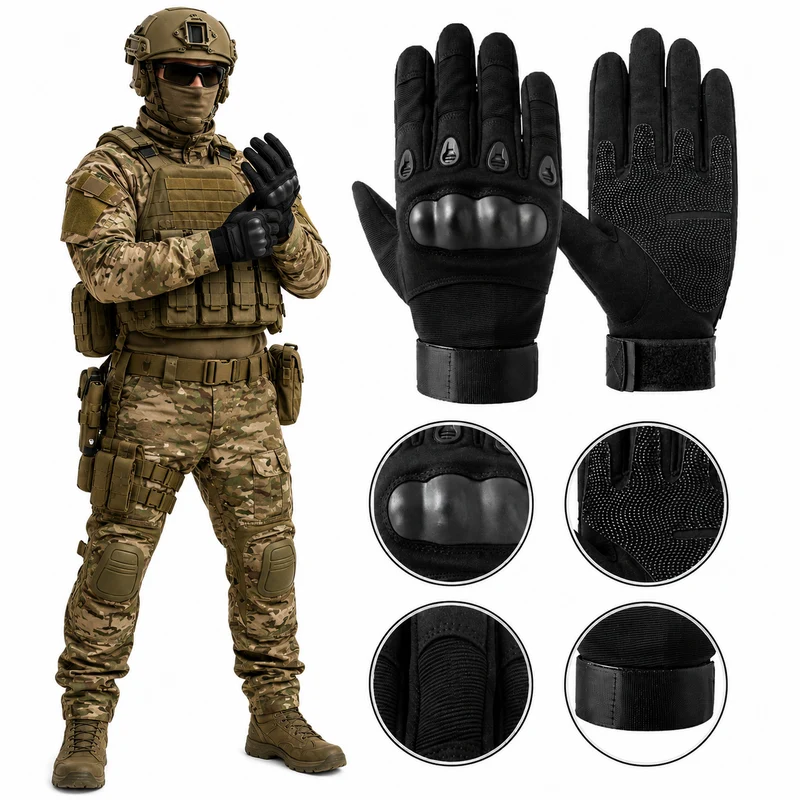 Taktische Handschuhe XL Militärhandschuhe Knöchelschutz Outdoor Schwarz