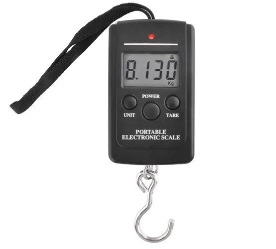 RUHHY Reisegepäckwaage 40 kg – Digitale Kofferwaage mit LED Display, Tara-Funktion und Haken