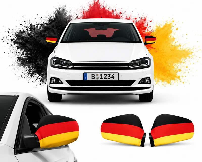 Deutschland Spiegelfahne 2er Set Auto Spiegel Flagge WM EM Fanartikel