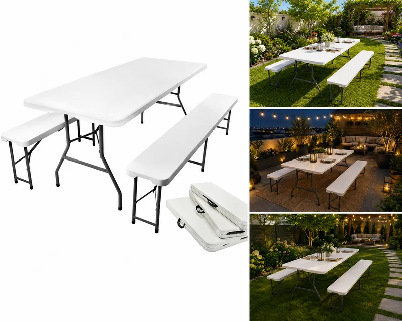 Bierzeltgarnitur 180cm Klapptisch 2 Bänke Festzeltgarnitur Garten Set