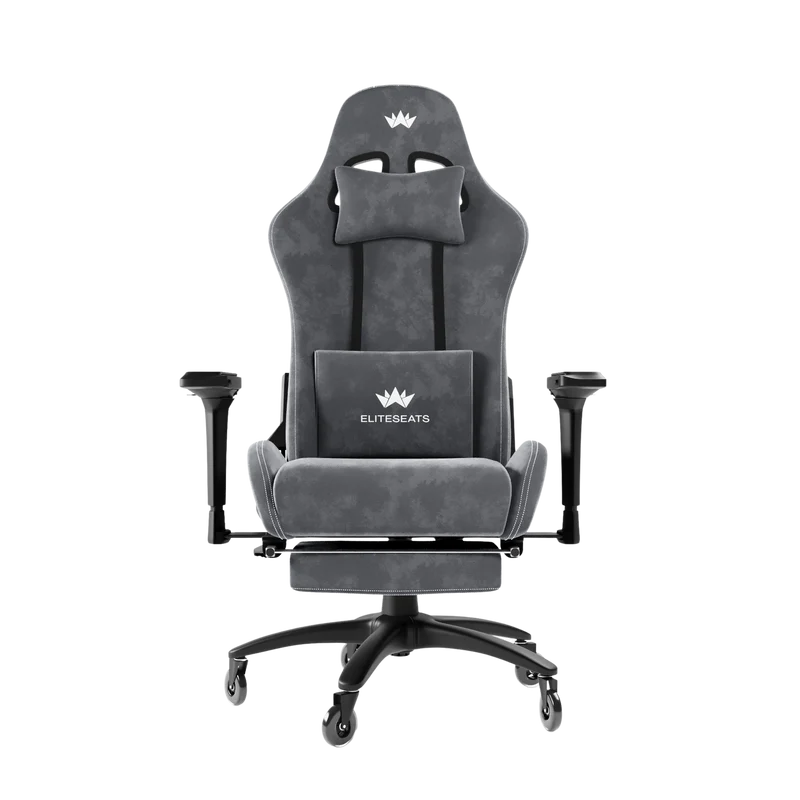 Ergonomischer Gamingstuhl mit Mikrofaser-Velour, 4D Armlehnen & Fußstütze