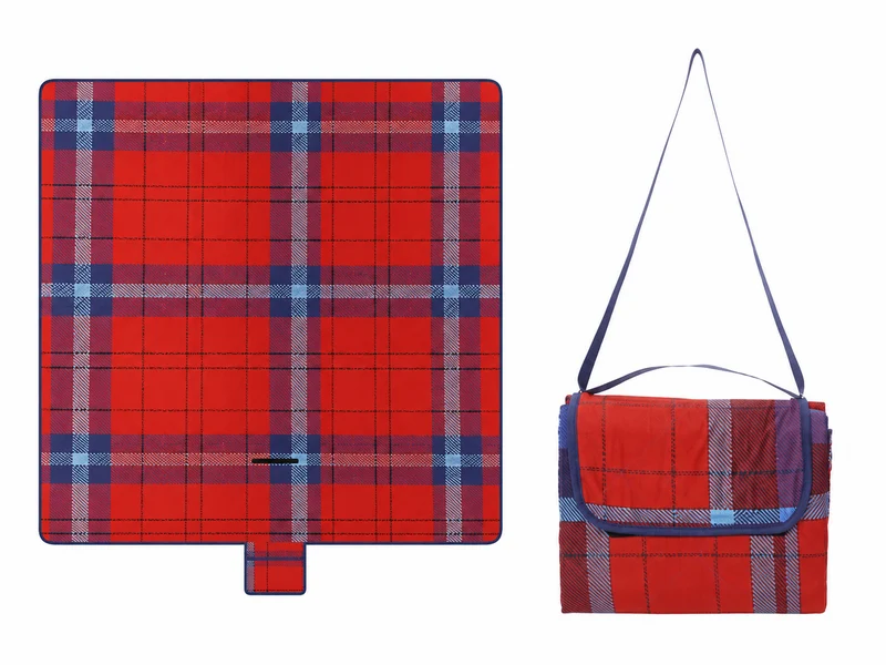 LIVARNO Picknickdecke 200x200cm Rot Blau Kariert Faltbar Camping Strand