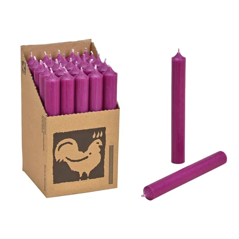 Stabkerze Kerze 18cm Wachs Schwarz Altrosa Aubergine 3 oder 25 Stück