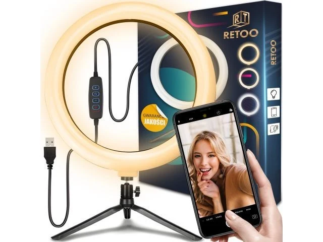 LED Selfie Ringlicht mit Stativ & USB – Dimmbares TikTok Licht 12cm