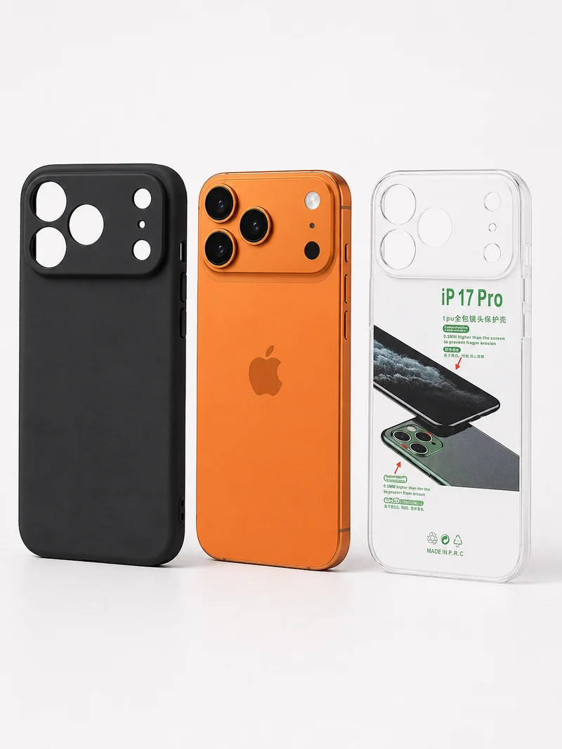 Transparentes TPU Case für iPhone 17 / 17 Pro / 17 Pro Max mit Kameraschutz – Schwarz oder Klar