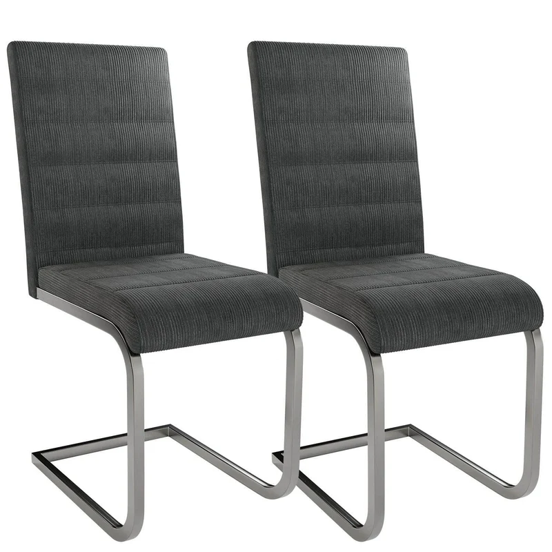 Freischwinger Stuhl Vegas 2er-Set Cord - Dunkelgrau
