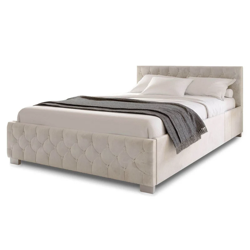 LED Polsterbett Nizza 180x200 cm Bettkasten Beige